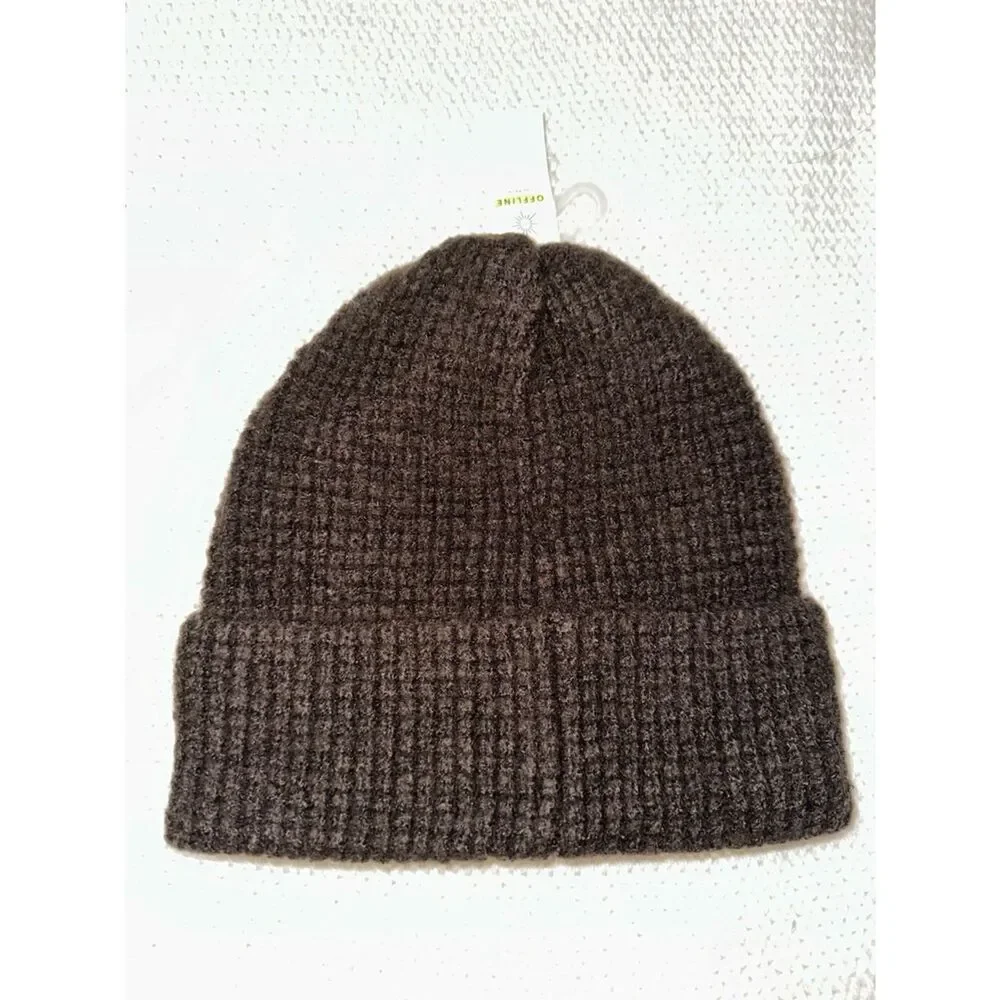 OFFLINE Brown Deep Earth Waffle Knit Beanie Hat